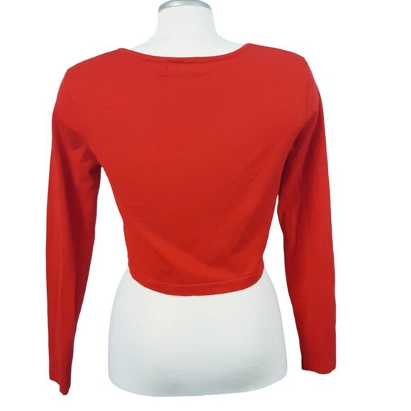 Womens Cropped Knit Cardigan Red US 10 Button Front Smashed Lemon Amsterdam - Picture 2 of 5